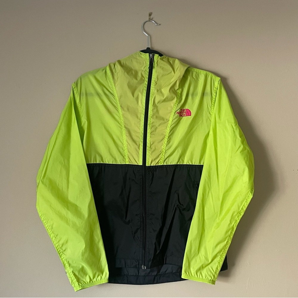 The North Face Windbreaker Packable PINK + GREEN kermit colored vintage XS - Picture 2 of 16